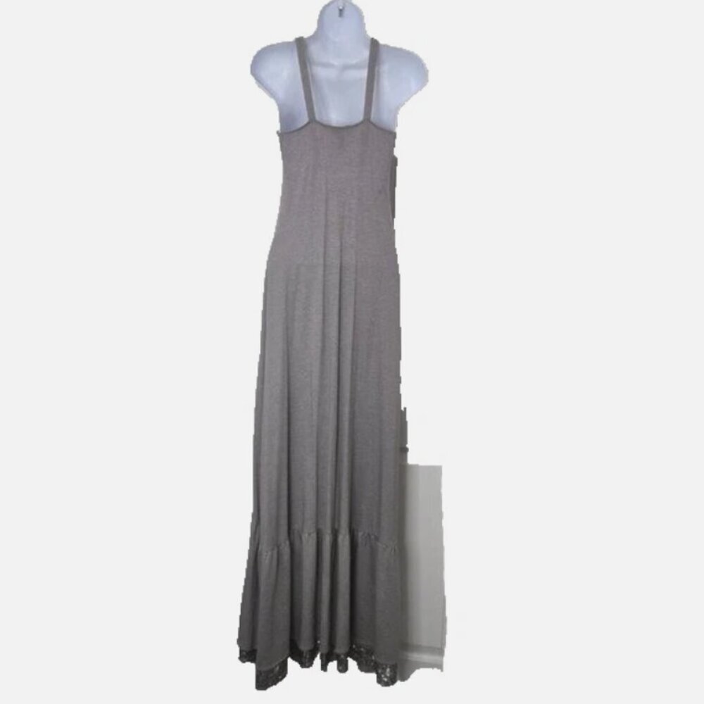 Banana Republic Gray XS Maxi Dress Ruffle High Low Cotton Modal Rhinestone - Picture 5 of 9